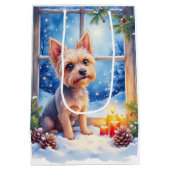 Brussels Griffon Frosted Window Christmas Art Medium Cadeauzakje (Achterkant)