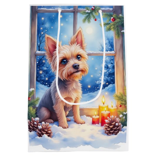 Brussels Griffon Frosted Window Christmas Art Medium Cadeauzakje (Achterkant)