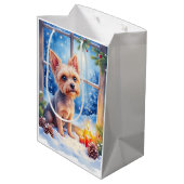 Brussels Griffon Frosted Window Christmas Art Medium Cadeauzakje (Achterkant Gekanteld)