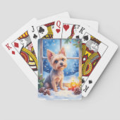 Brussels Griffon Frosted Window Christmas Art Pokerkaarten (Achterkant)