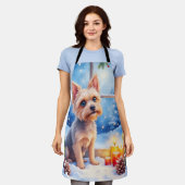 Brussels Griffon Frosted Window Christmas Art Schort (Gedragen)