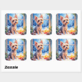 Brussels Griffon Frosted Window Christmas Art Vierkante Sticker (Vel)