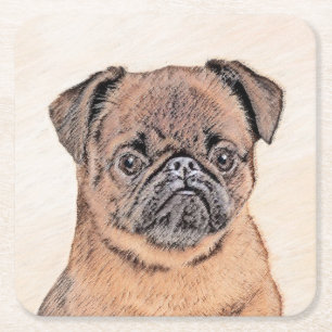 Brussels Griffon gladde schilderijen originele hon Kartonnen Onderzetters