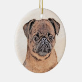 Brussels Griffon gladde schilderijen originele hon Keramisch Ornament (Rechts)