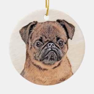 Brussels Griffon gladde schilderijen originele hon Keramisch Ornament