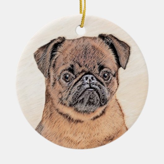 Brussels Griffon gladde schilderijen originele hon Keramisch Ornament (Voorkant)