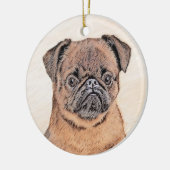 Brussels Griffon gladde schilderijen originele hon Keramisch Ornament (Links)