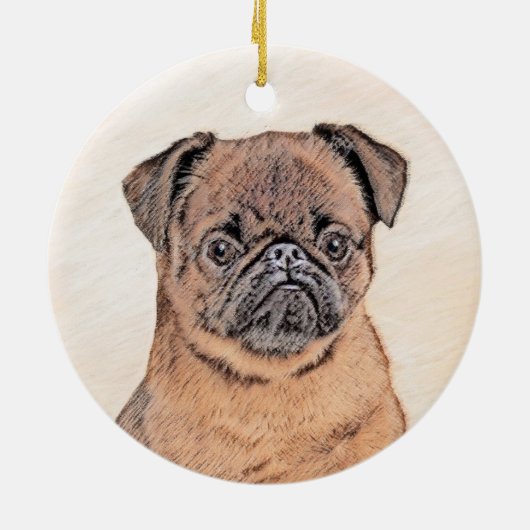 Brussels Griffon gladde schilderijen originele hon Keramisch Ornament (Achterkant)
