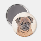 Brussels Griffon gladde schilderijen originele hon Magneet (Voorkant / Achterkant)