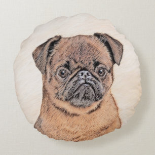Brussels Griffon gladde schilderijen originele hon Rond Kussen