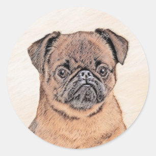 Brussels Griffon gladde schilderijen originele hon Ronde Sticker