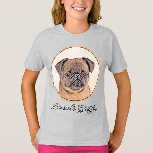 Brussels Griffon gladde schilderijen originele hon T-shirt (Voorkant)