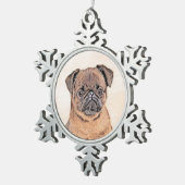 Brussels Griffon gladde schilderijen originele hon Tin Sneeuwvlok Ornament (Rechts)