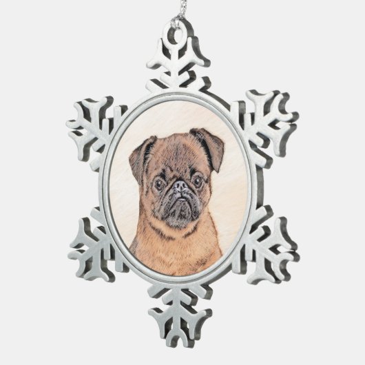 Brussels Griffon gladde schilderijen originele hon Tin Sneeuwvlok Ornament (Rechts)