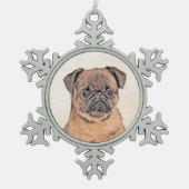 Brussels Griffon gladde schilderijen originele hon Tin Sneeuwvlok Ornament (Voorkant)