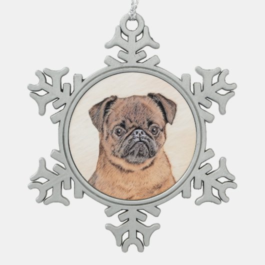 Brussels Griffon gladde schilderijen originele hon Tin Sneeuwvlok Ornament (Voorkant)