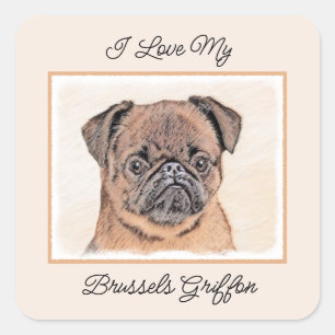 Brussels Griffon gladde schilderijen originele hon Vierkante Sticker