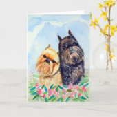 Brussels Griffon Greeting Cards Kaart (Gele Bloem)