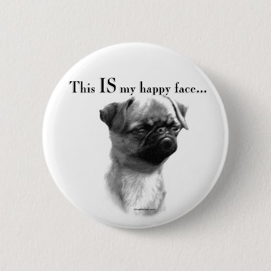 Brussels Griffon Happy Face Ronde Button 5,7 Cm (Voorkant)