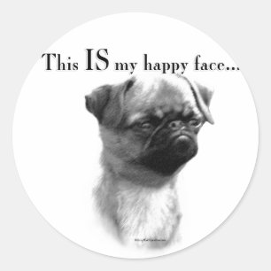 Brussels Griffon Happy Face Ronde Sticker