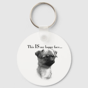 Brussels Griffon Happy Face Sleutelhanger