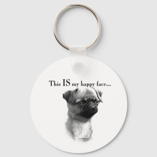 Brussels Griffon Happy Face Sleutelhanger (Voorkant)