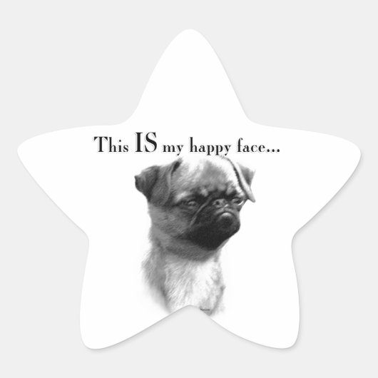 Brussels Griffon Happy Face Ster Sticker (Voorkant)