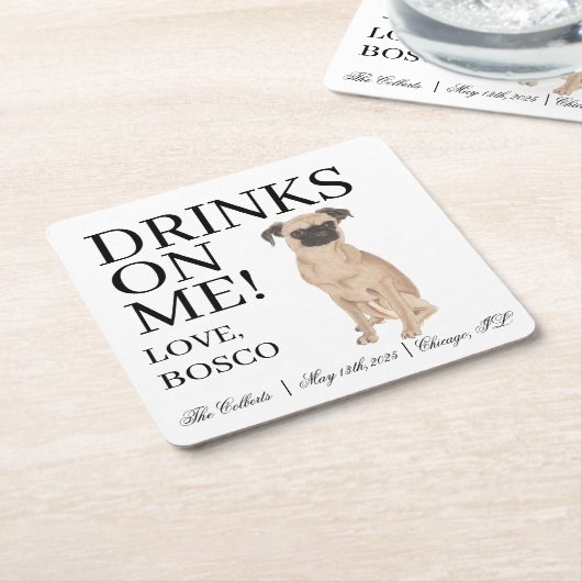 Brussels Griffon Hond Wedding Kartonnen Onderzetters (Schuin)