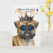 Brussels Griffon Hondenkoning voor een Dag Grappig Kaart (Gele Bloem)