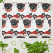 Brussels Griffon Hondenras Kerstmis Theedoek (Gevouwen)