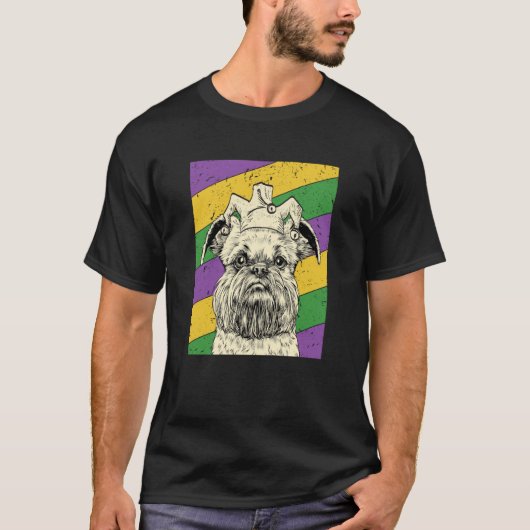 Brussels Griffon Jester Mardi Gras Dog mama of pap T-shirt (Voorkant)