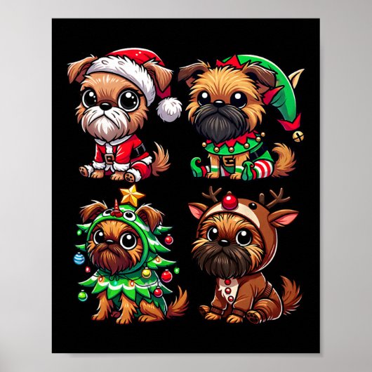 Brussels Griffon Kerstboom Santa Elf Kostuum Poster (Voorkant)