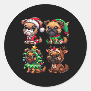 Brussels Griffon Kerstboom Santa Elf Kostuum Ronde Sticker
