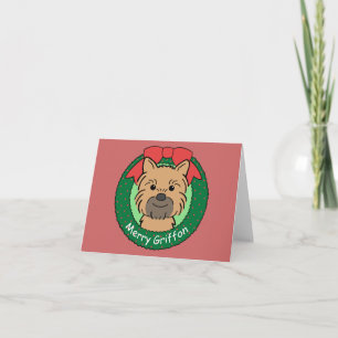 Brussels Griffon Kerstmis Feestdagen Kaart