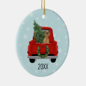 Brussels Griffon-kersttruck Keramisch Ornament (Rechts)