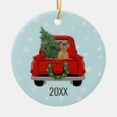 Brussels Griffon-kersttruck Keramisch Ornament (Voorkant)