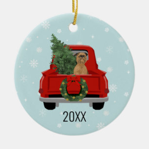 Brussels Griffon-kersttruck Keramisch Ornament