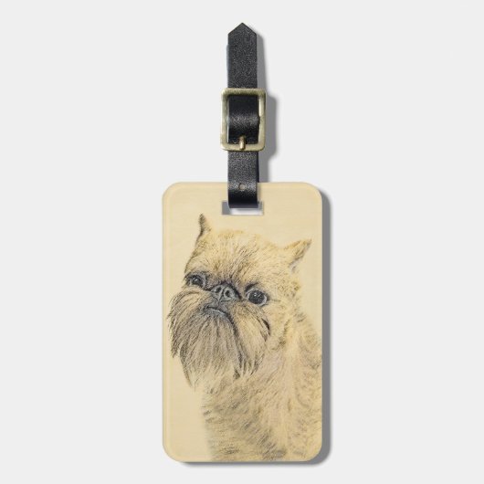 Brussels Griffon Painting - Cute Original Dog Art Bagagelabel (Voorkant verticaal)