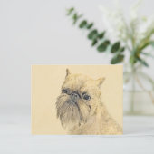 Brussels Griffon Painting - Cute Original Dog Art Briefkaart (Staand voorkant)
