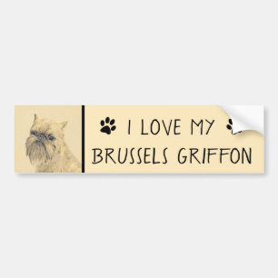 Brussels Griffon Painting - Cute Original Dog Art Bumpersticker