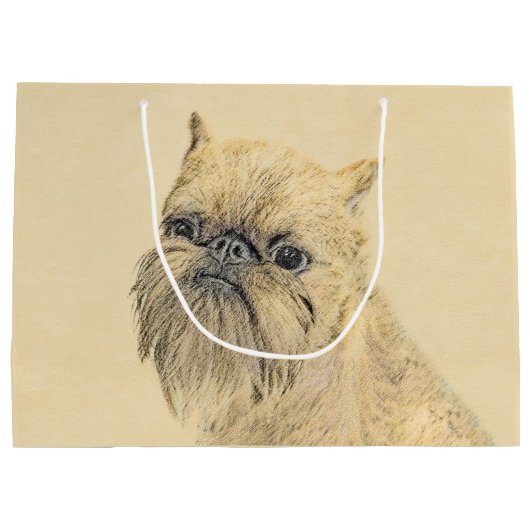 Brussels Griffon Painting - Cute Original Dog Art Groot Cadeauzakje (Achterkant)