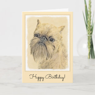 Brussels Griffon Painting - Cute Original Dog Art Kaart