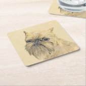 Brussels Griffon Painting - Cute Original Dog Art Kartonnen Onderzetters (Schuin)