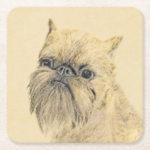 Brussels Griffon Painting - Cute Original Dog Art Kartonnen Onderzetters