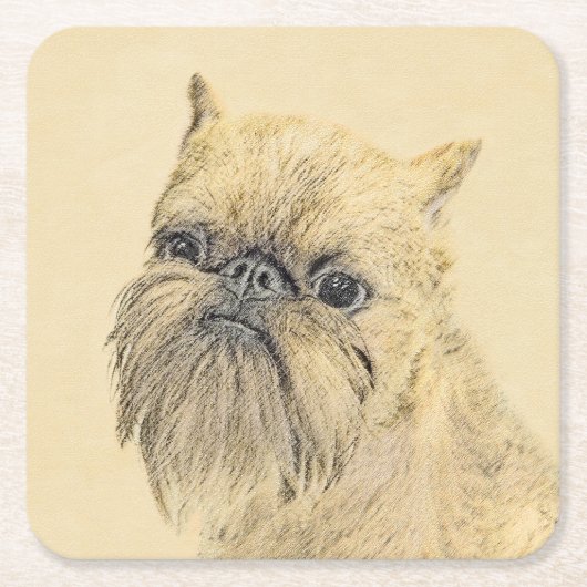 Brussels Griffon Painting - Cute Original Dog Art Kartonnen Onderzetters (Voorkant)