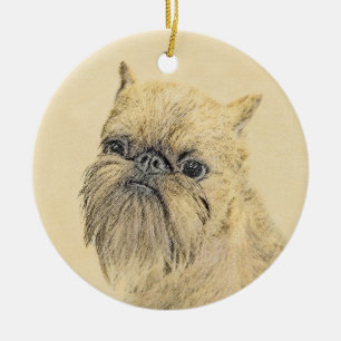 Brussels Griffon Painting - Cute Original Dog Art Keramisch Ornament