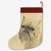 Brussels Griffon Painting - Cute Original Dog Art Kleine Kerstsok (Achterkant)