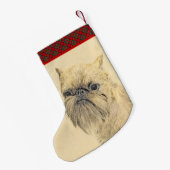 Brussels Griffon Painting - Cute Original Dog Art Kleine Kerstsok (Achterkant (Hangend))