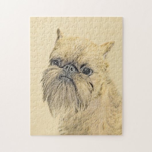 Brussels Griffon Painting - Cute Original Dog Art Legpuzzel (Verticaal)