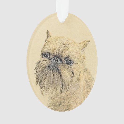 Brussels Griffon Painting - Cute Original Dog Art Ornament (achterkant)